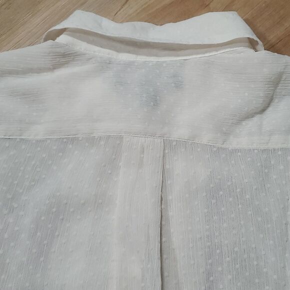 🔥NWT Banana Republic Cream Swiss Dotted Long Sleeve Top Small - Picture 6 of 11